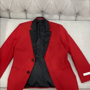 RED CALVIN KLEIN SUIT JACKET
